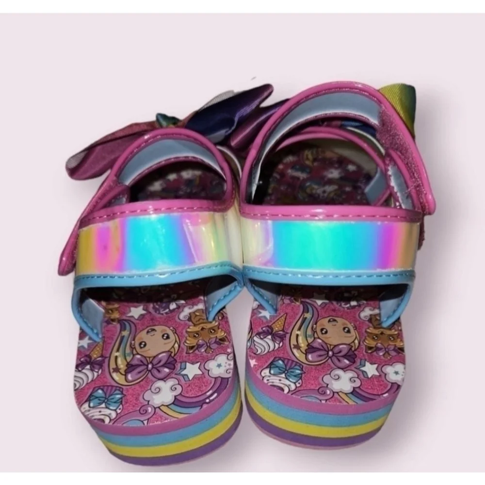 Girls Jojo Siwa Sandals Size 5 Pink Rainbow Iridescent